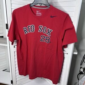 Nike MLB Boston Red Sox‎ #28 Men's Red T-Shirt Size X-Large Excellent Condition
